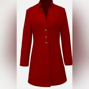 Women’s burgundy coat,mid-long,stand collar,single breasted.Size XL. Slimming.